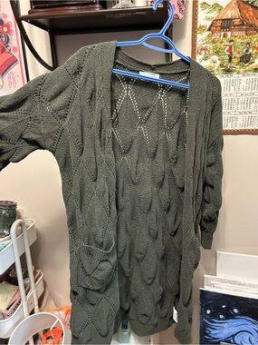 Green knit cardigan